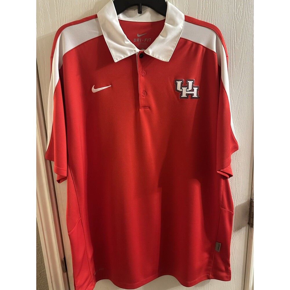 Men’s Nike University Of Houston Cougars Polo SIGNED Case Keenum Sz. XL Red